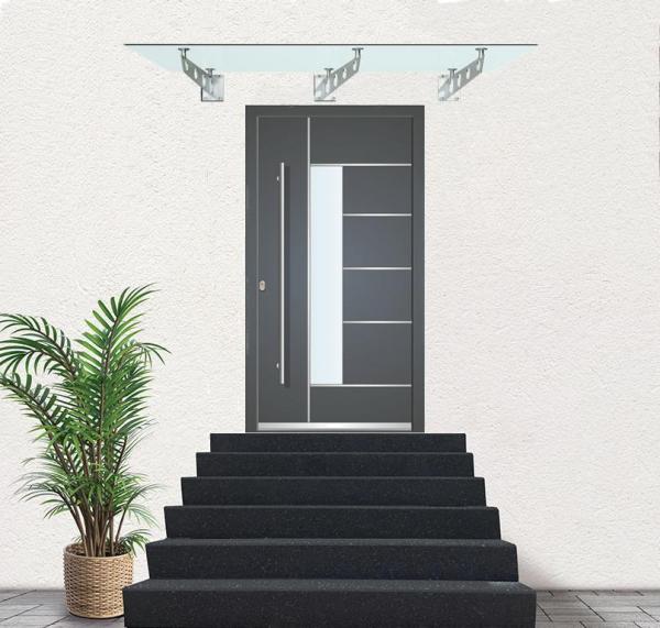 Glas Concept 24 - 200x90cm Glasvordach - 13mm - Verbundssicherheitsglas - Milchglas - inkl. Halter